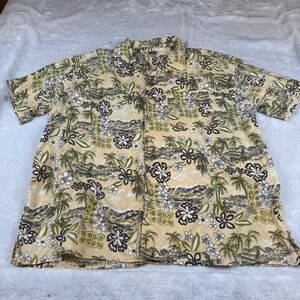Address Unknown Mens 2X Hawaiian Shirt Tropical Palm Floral Cotton Button Down